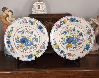 "Wunderschönes Paar seltener Vintage Masons ""Recy"" Muster Englischer Keramik Essteller C1960s in sehr schönem Zustand."