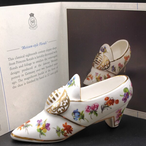 Beautiful rare Princess Royale Miniature Meissen "Florals" Ceramic Ornamental bone china boot by Compton & Woodhouse, in lovely condition