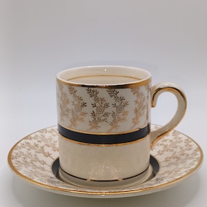 4 vackra vintage Crownford burslem demitasse koppar och fat samt sockerskål från ca 1930-talet i superbra skick