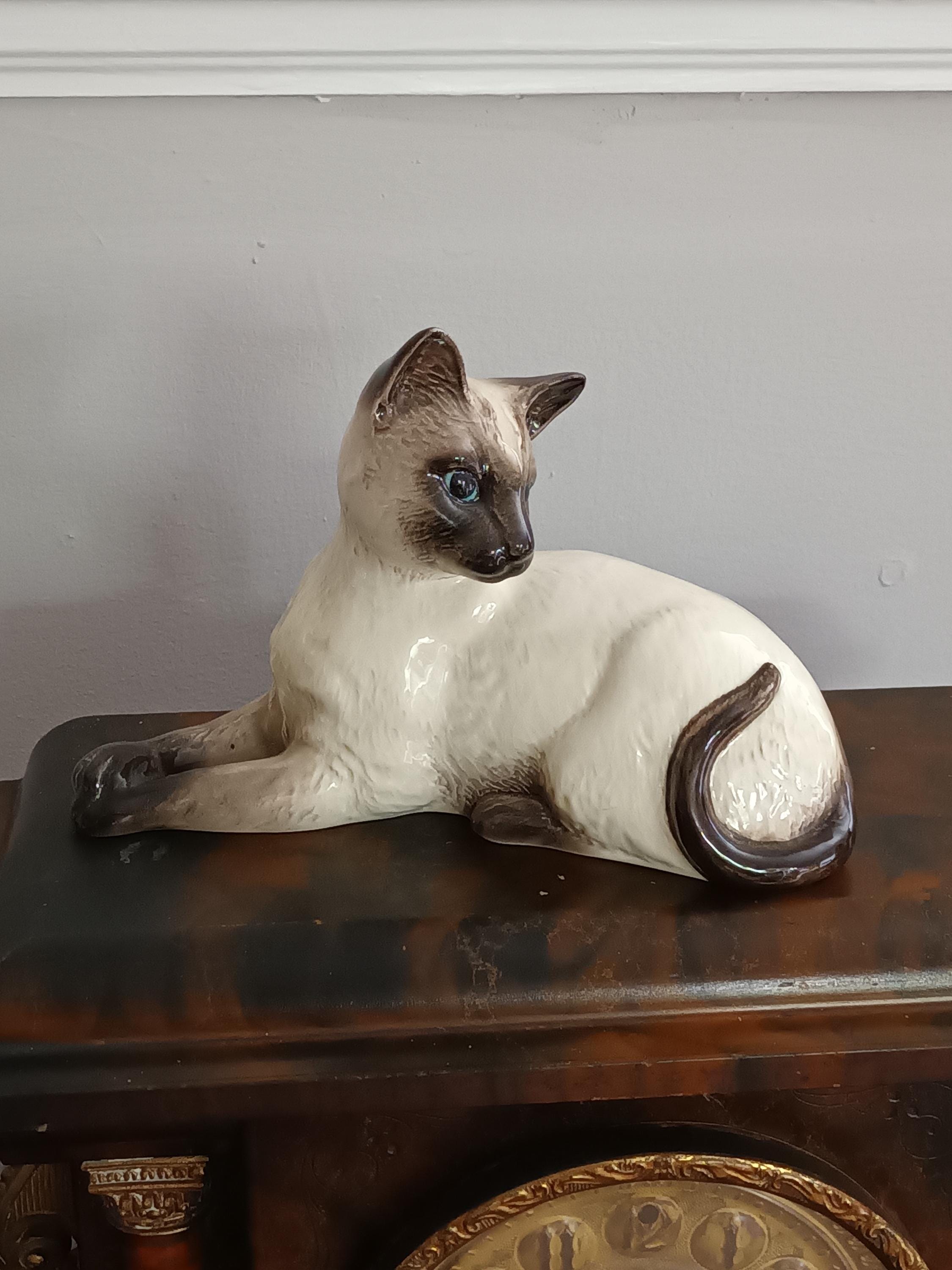 美しい希少なヴィンテージの大型ベスウィック英国製陶器製シャム猫