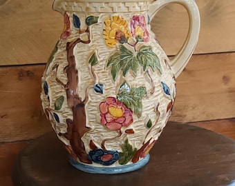 素晴らしい希少なヴィンテージの大型手描き英国製陶器「インディアン