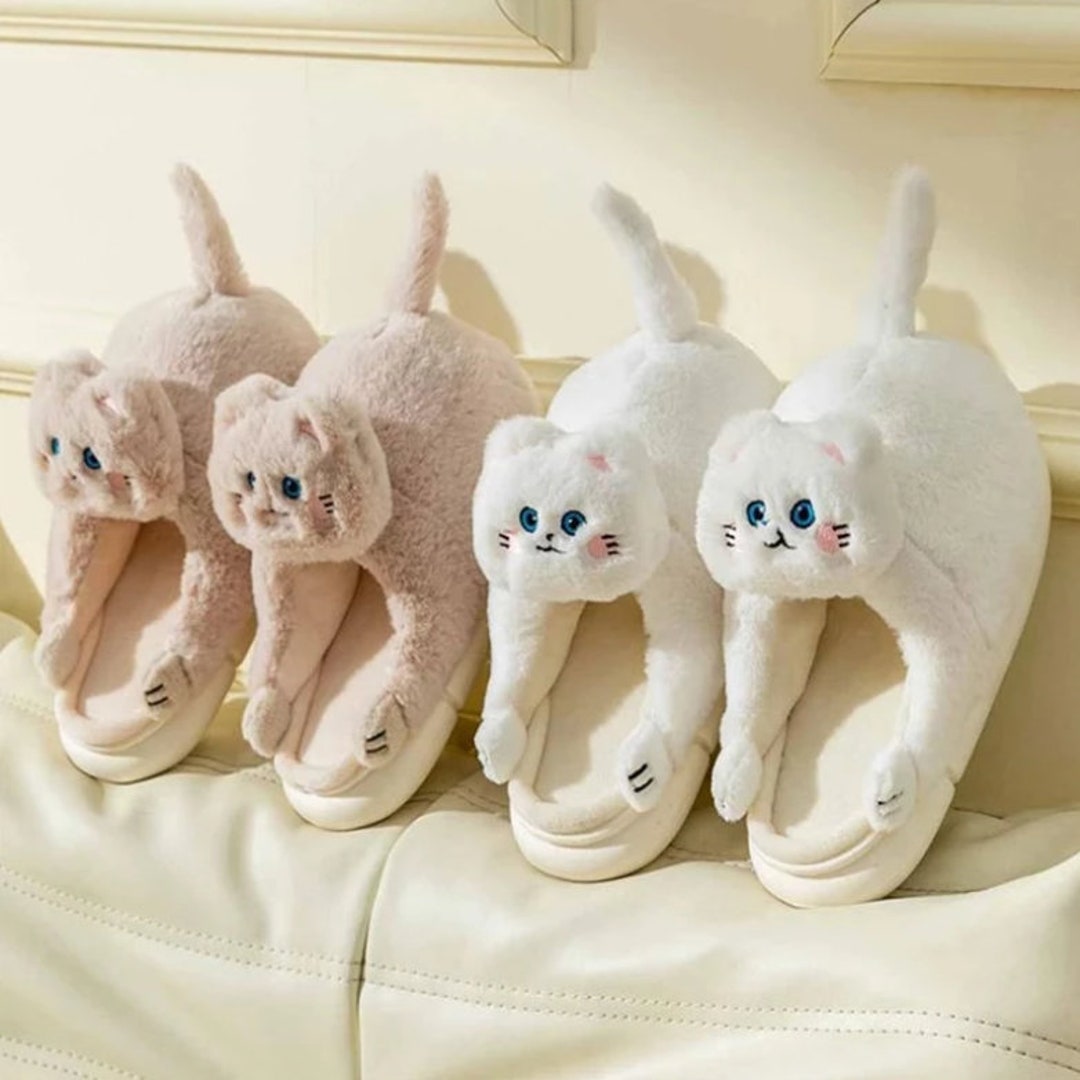 2022 New Cute Cat Slippers Women Winter Home Furry Slippers - Etsy