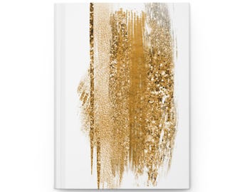 Gouden penseelstreek abstract dagboek | Notitieboek met harde kaft metallic verf