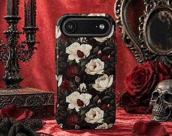 Telefoonhoesje gotische magnolia en roos | Stevige koffers, Cottagecore