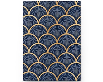 Goudblauw damast hardcover dagboek | Mat notitieboek, vintage toiletpapier met bloemen