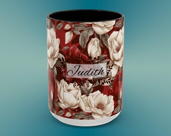 Personalized Vintage Magnolia Mug | Personalized Accent Coffee Mug