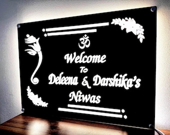 Letreros LED personalizados con nombre para casa (Ganesha hindú)