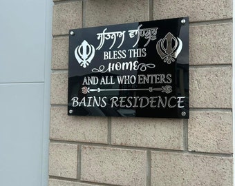 Letreros personalizados con nombre de casa en idioma punjabi