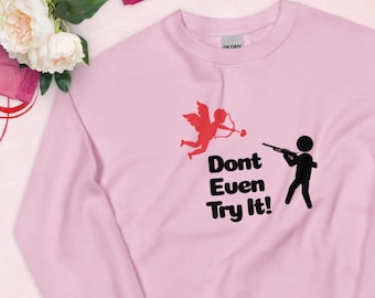 Felpa di San Valentino con scritta "Spara a Cupido", divertente maglietta anti-amore