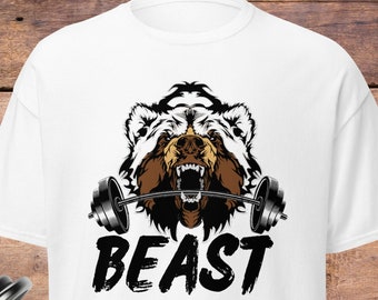 Bear Beast Gym Shirt, Bodybuilder Fitness Workout Tee