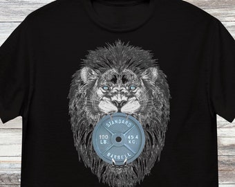 Lion Barbell Gym Shirt, Bodybuilder Fitness Tee