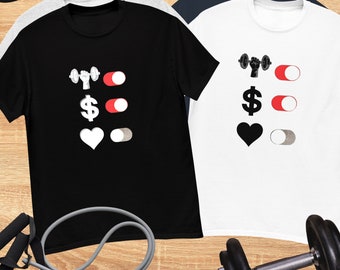 Gym ON Love OFF Graphic Tee, Fitness Workout Shirt