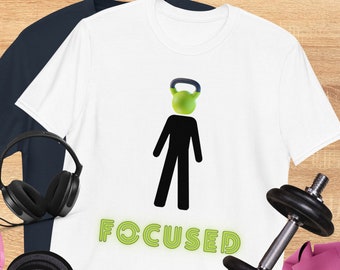 Focused Kettlebell Gym Shirt, Unisex Workout Tee