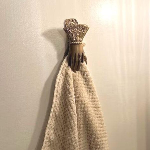 Pinza de mano vintage de latón macizo (grande o mediana), juego de 1 o 2, pinza para toallas de mano, porta calendarios, pinza para libros