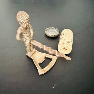 Solid Brass Boy Bottle Opener Corkscrew