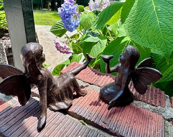Pair of Winged Angel Fairy, Holiday gift, garden decor, desk/table decor, indoor/outdoor decor