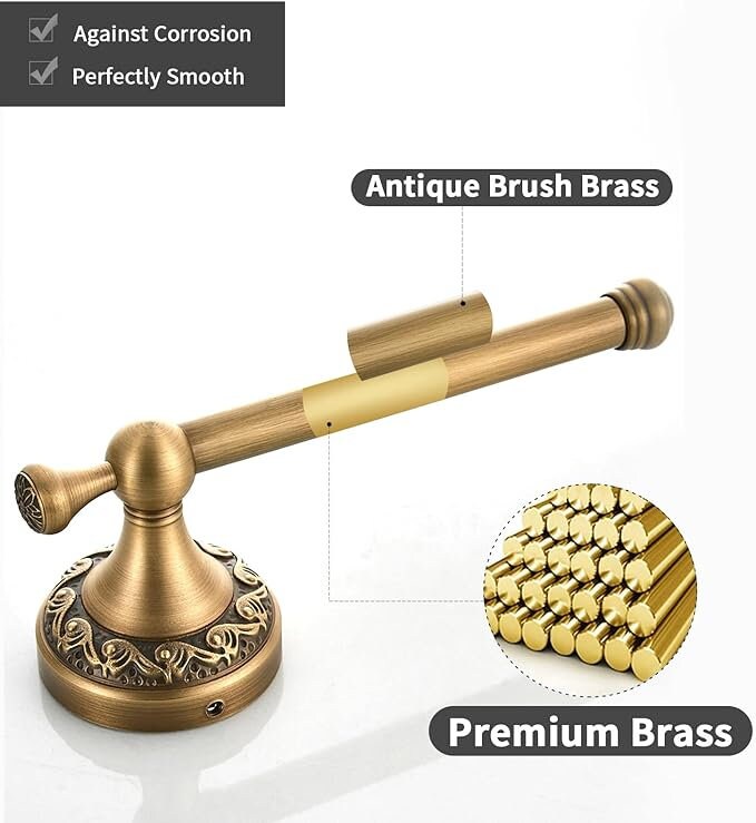 Antique Brass Bathroom Set of 2 Hand Towel Ring and Toilet Paper