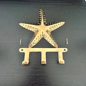 Solid Brass Starfish Hook Comes With Free 2 Brass Screws, Oversized Wall Hook, Brass Key Holder