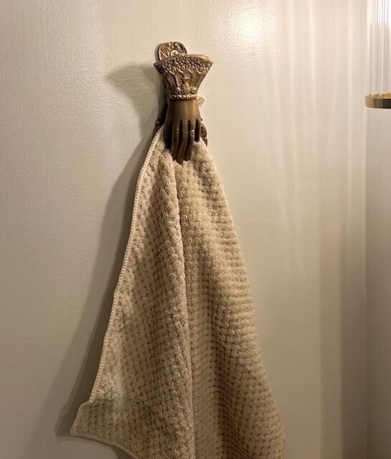 Vintage Solid Brass Hand Clip - Lrg/Med, Set of 1 or 2, Hand towel clip, Calendar holder, book clip