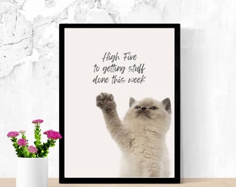 High five to getting, stuff done this week, Wall Art, motivational quote, printable, Wall decor, Get done, Get it done, digital prints