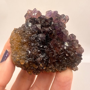 Purple Amethyst Cluster: Red Wine Undertones, Orange Matrix - South African Mineral