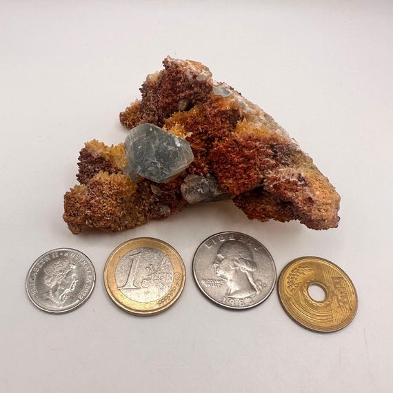 Celestite on Calcite From Afghanistan - Terminated Large Crystal