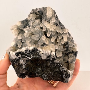 Black Chalcedony Geode: Botryoidal Druzy, Nashik India