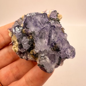 Yaogangxian Phantom Fluorite Plate | Purple Cubic Fluorite from China | Mineral Specimen Display Crystal Thumbnail