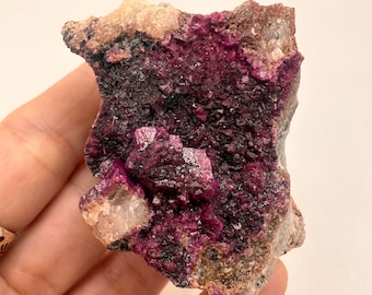 Cobalto Calcite with Heterogenite: Druzy Salrose Pink Crystal Mineral