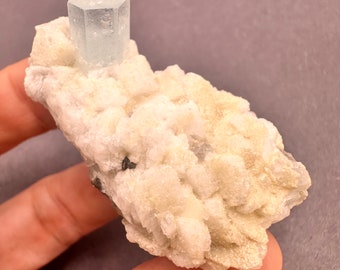 Terminated Aquamarine Crystal on Cleavelandite & Muscovite Matrix