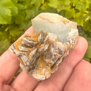 Beautiful Aquamarine -  Naturally Terminated Aquamarine Crystal with Muscovite | Gemstone Crystal, Untreated Aquamarine