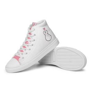 Kpop finger heart high top canvas shoes, 사랑해 (I love you) high top shoes, cute women&#39;s Korean shoes