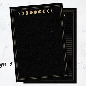 Celestial Moon Phases Illustration Lined Writing Paper Stationery Set, Mystical Plain Journal Note paper Sheets Notepad for Kids image 2