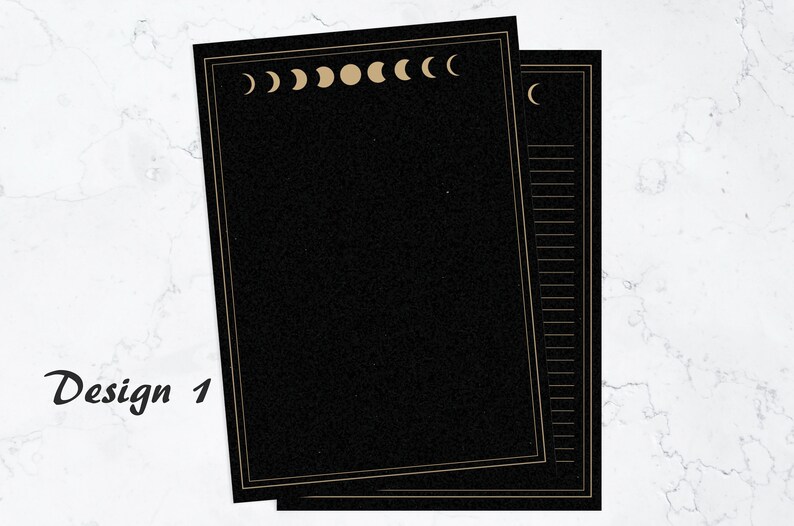 Celestial Moon Phases Illustration Lined Writing Paper Stationery Set, Mystical Plain Journal Note paper Sheets Notepad for Kids image 2