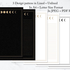 Celestial Moon Phases Illustration Lined Writing Paper Stationery Set, Mystical Plain Journal Note paper Sheets Notepad for Kids image 5