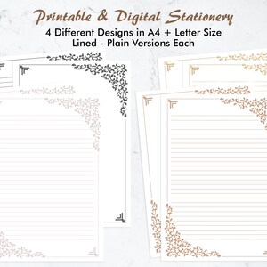 Conjunto de papelería para escribir cartas imprimibles, impresiones de arte con bordes de colores minimalistas, hojas de papel de diario digital con membrete estacionario