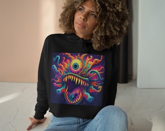 Psychedelic Creature Ultra Soft Crop Hoodie