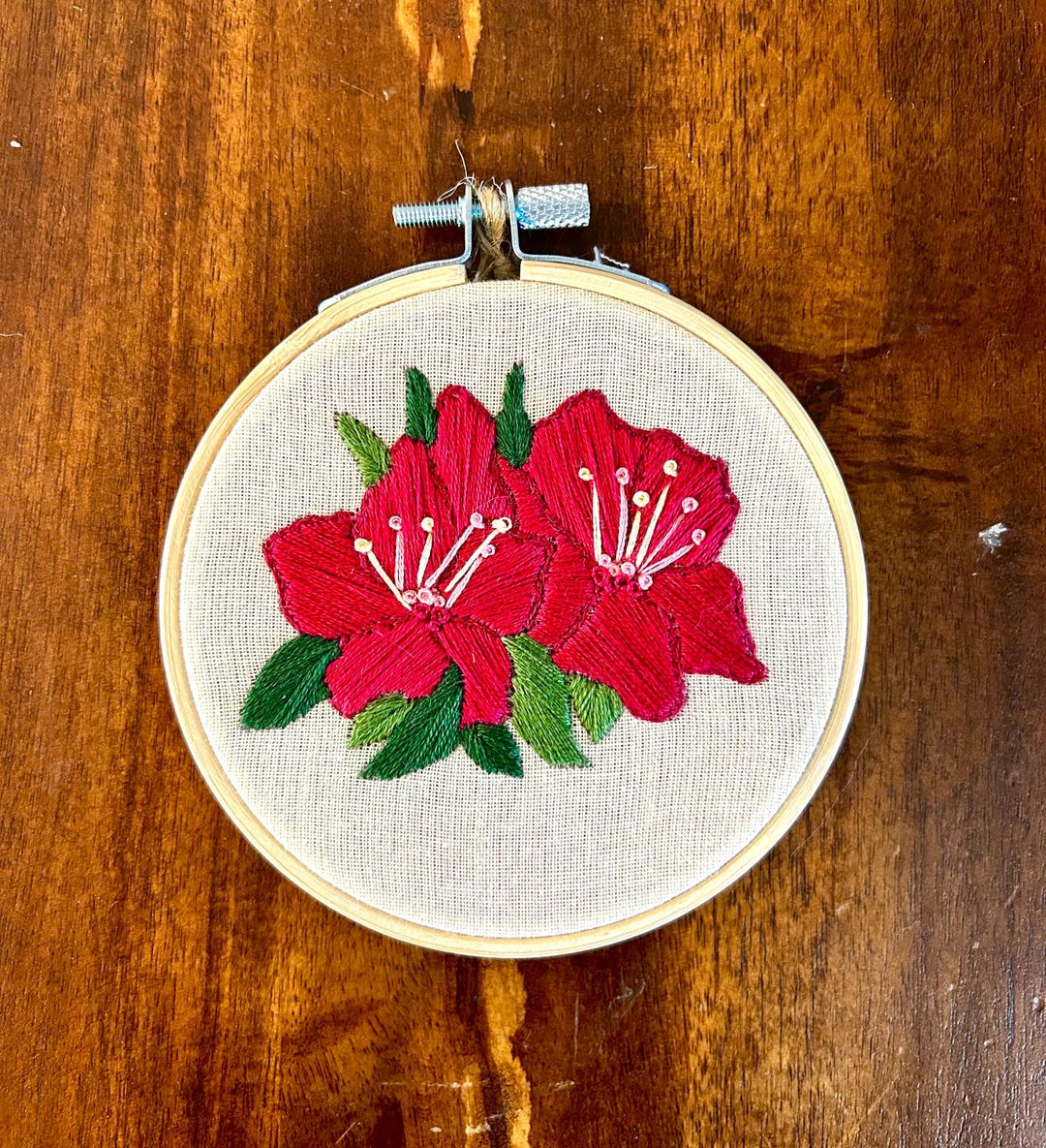 Hand Embroidered Hoop Art, Wall Hanging, Shelf Decor Magenta Pink ...