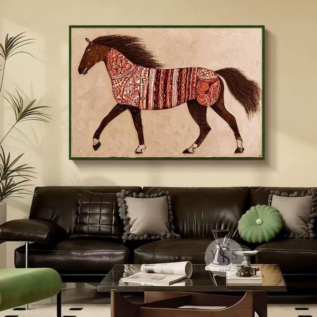 Abstract Horse Art Painting Modern Equestrian Neutral Home Decor ...