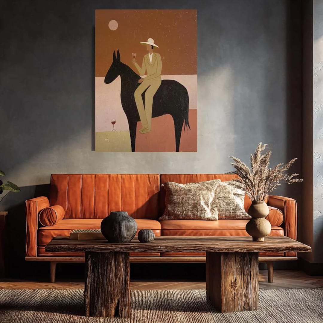 Oversized Western Cowboy Painting on Canvas Abstract Horse Wall Art ...