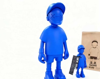 blue-modern art statue- KAWS style 3d sculpture- collectibles- pop art home decor