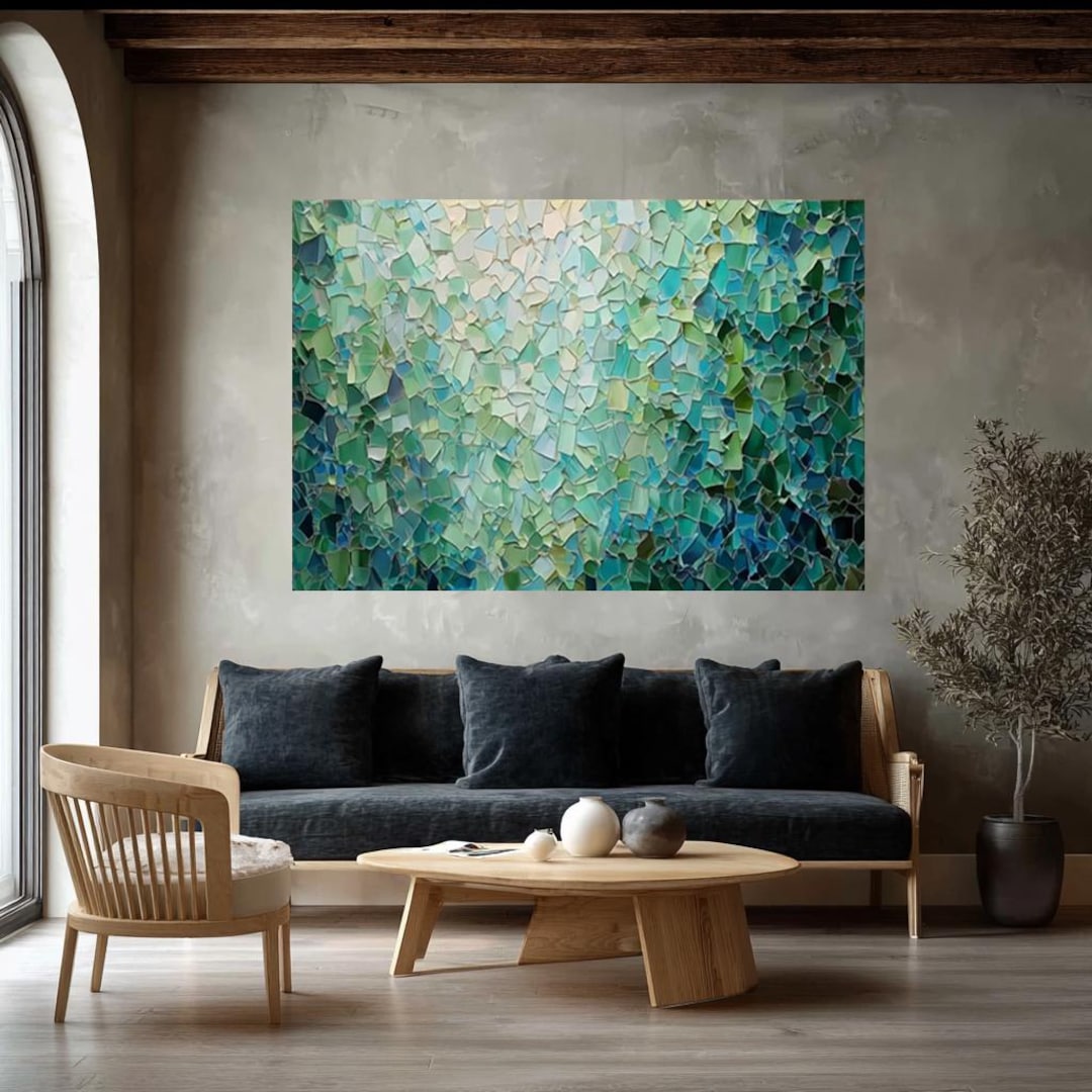Abstract Green Oil Painting on Canvas Large Original Textured Emerald ...