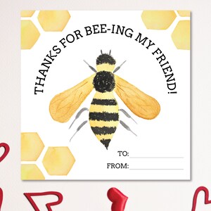 Printable Valentine Card | Bee Theme | Kid&#39;s Valentines | Thanks for Bee-ing My Friend |