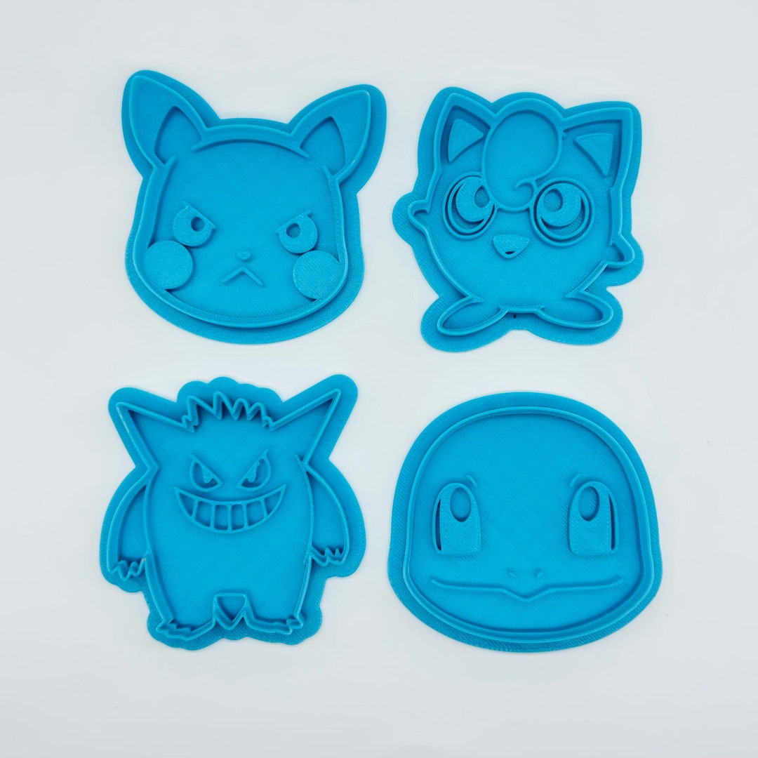 Pokemon Cookie Cutter Set Pikachu, Gengar, Squirtle, Jigglypuff Catch