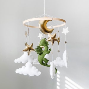 Dragon baby mobile boy nursery decor, Baby stuff for boy baby shower gift for newborn, Fairy tale nursery mobile arm for crib decoration