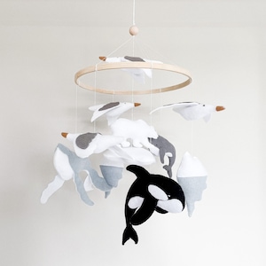 Ocean Baby Mobile, Polar Bear Mobile , Whale Baby Mobile, Orca Baby Mobile, Whale Baby Gift, Arctic Baby Shower, Whale Nursery Decor