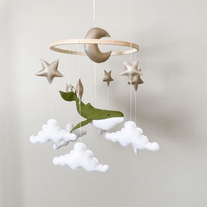 Baby Mobile Whale, Space Baby Mobile, Crib Mobile Ocean, Space Nursery Mobile, Whale Baby Shower, Baby Mobile Neutral, Newborn Baby Gift