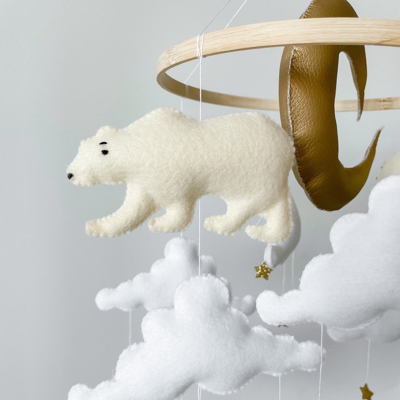 Polar Bear Baby Mobile Crib Mobile Bear Baby Mobile Neutral Etsy