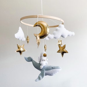 Baby Mobile Space, Baby Mobile Neutral, Baby Mobile Whale, Crib Mobile Space, Crib Mobile Whale, Nursery Space Decor, Crib Mobile Astronaut image 3