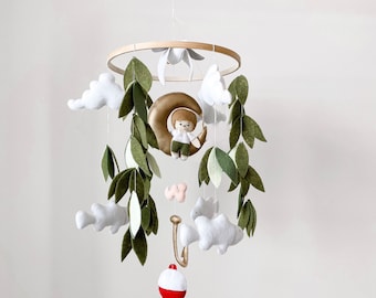 Fishing Baby Mobile: Felt Seagulls, Fish, and Leaves